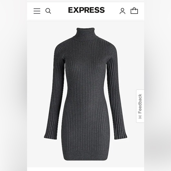 Express Ribbed Turtleneck Long Sleeve Mini Sweater Dress - Small - Picture 3 of 8